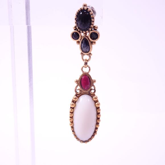 Neiman Marcus Lee Angel Vintage White Oval Cabochon Drop Earrings NWT 125 - Picture 5 of 8